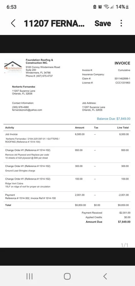Slide of Foundation Roofing and Construction