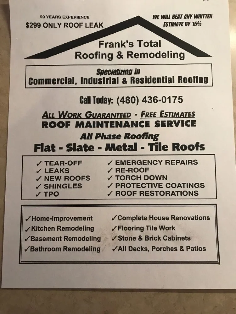 Slide of Frank's Roofing Service
