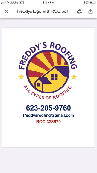 Slide of Freddy's Roofing