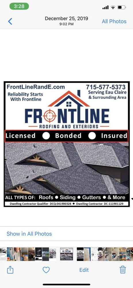 Slide of Frontline Roofing and Exterior