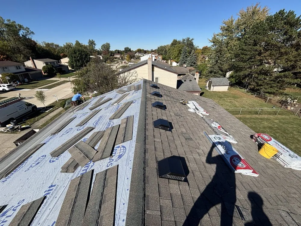 Licensed roof leak repair after storm damage in St Clair Shores, MI by Gasparotto Roofing
