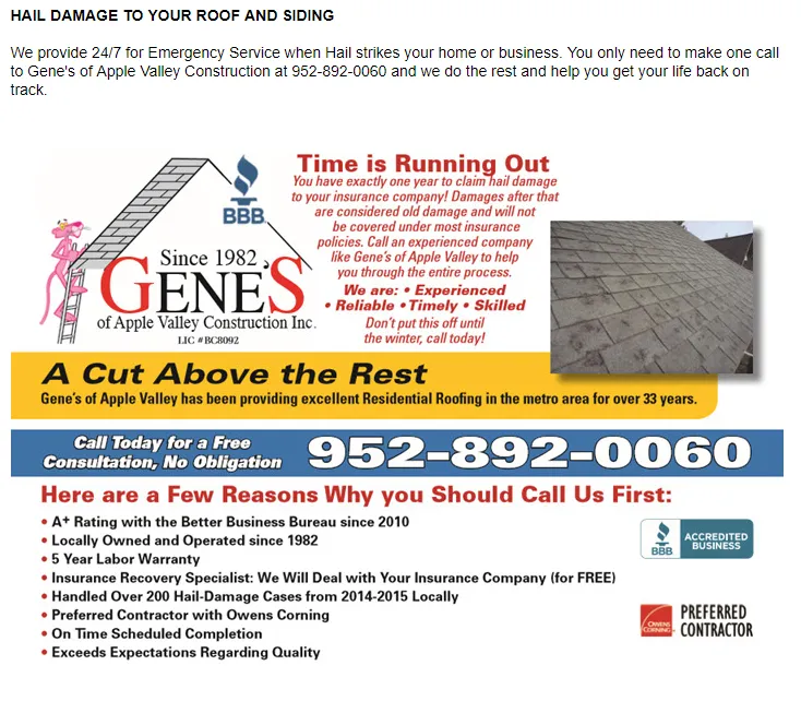 Slide of Gene's Apple Valley Construction