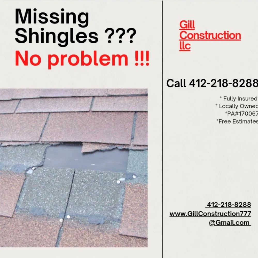 Top-rated residential roofing service in Lyndora, PA by Gill Construction