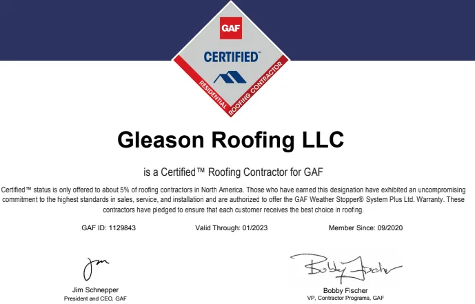 Slide of Gleason Roofing