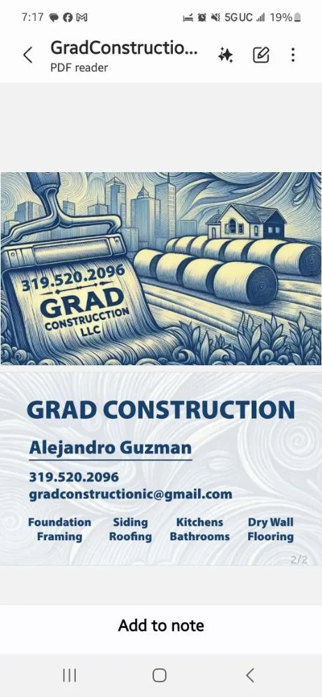 Slide of Grad Construction