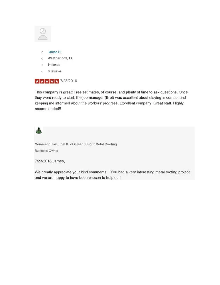 Slide of Green Knight Metal Roofing