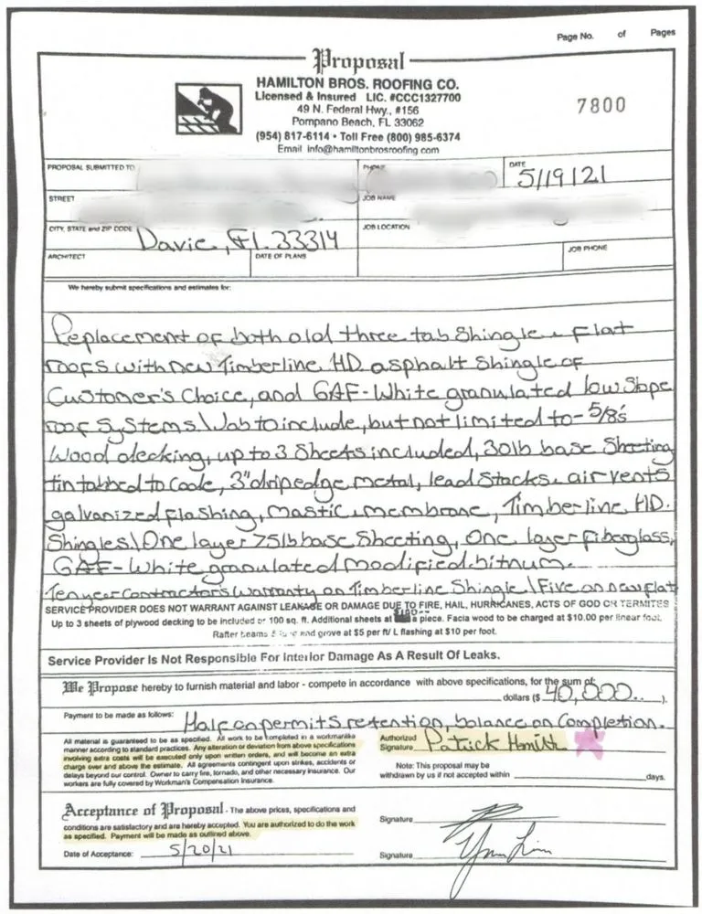 Slide of Hamilton Bros. Roofing