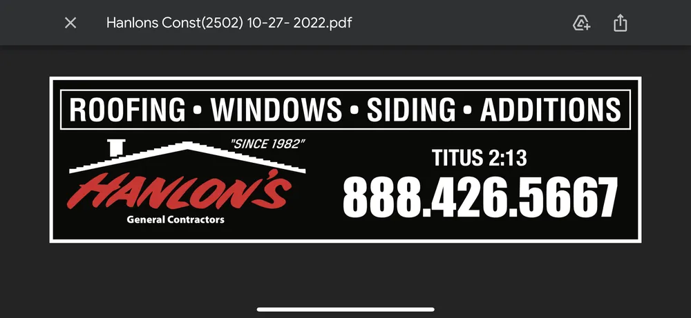 Slide of Hanlon's Construction