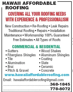 Slide of Hawaii Affordable Roofing
