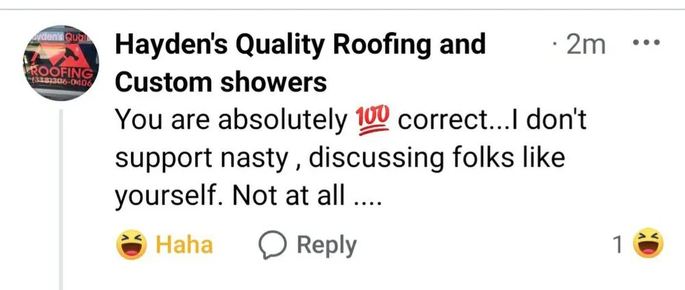 Slide of Hayden's Quality Roofing & Custom Showers