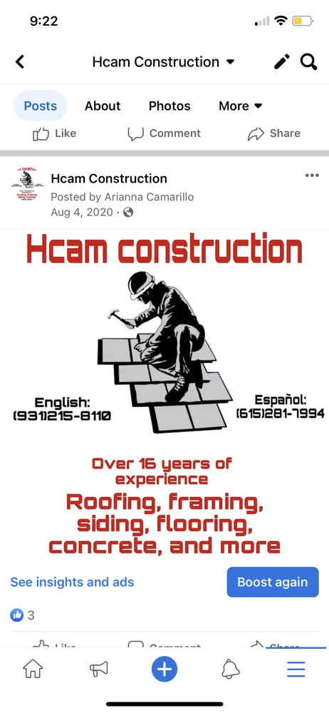 Slide of Hcam Construction