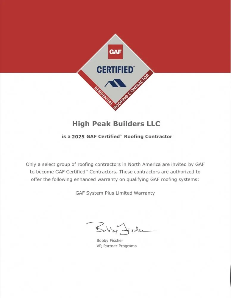 Slide of High Peak Builders