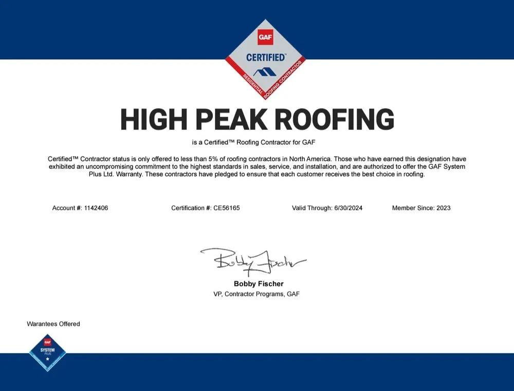 Slide of High Peak Roofing