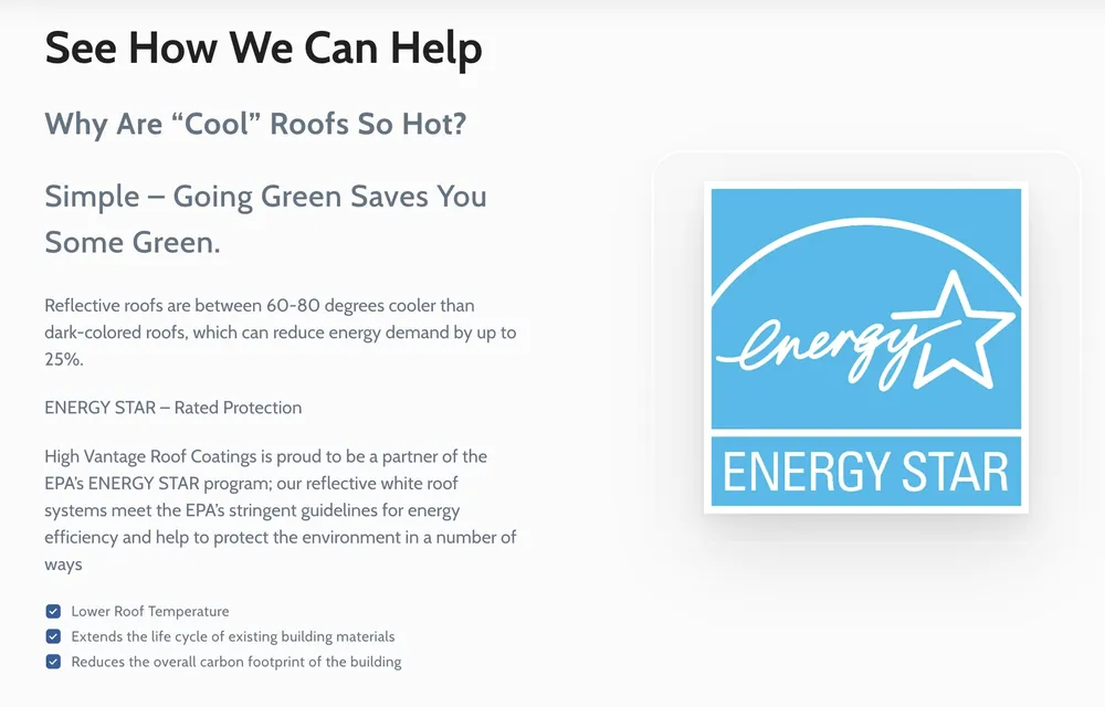 Slide of High Vantage Roof Coatings