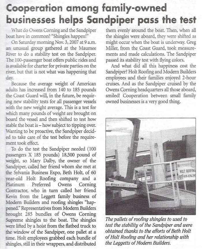 Slide of Holt Roofing Company