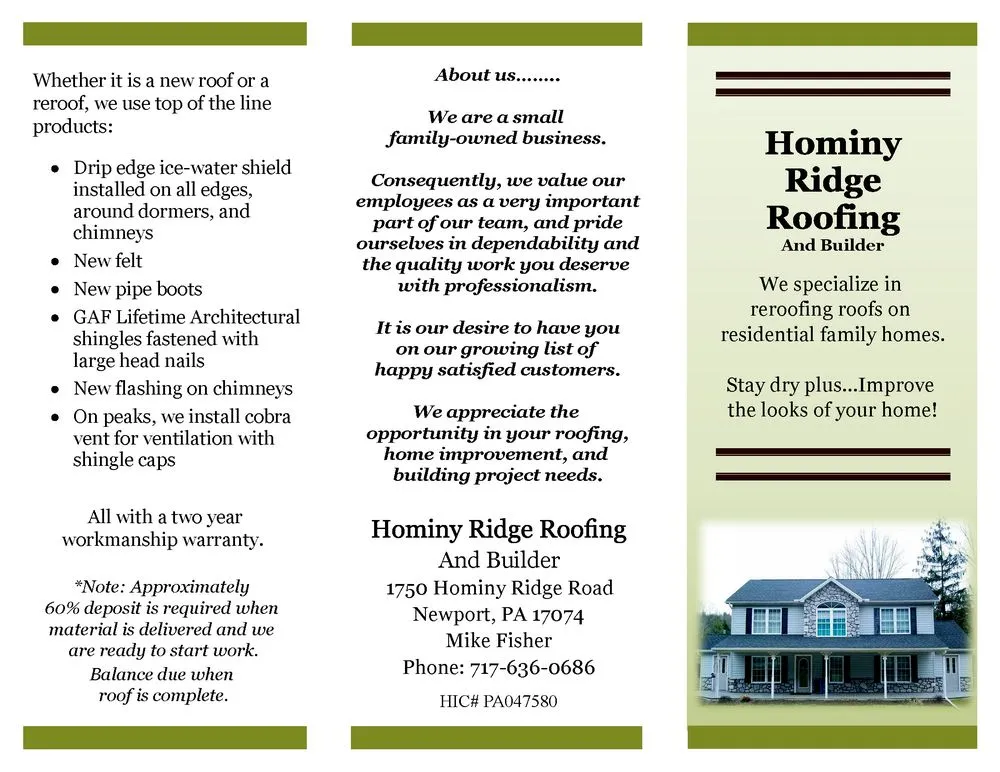 Slide of Hominy Ridge Roofing & Builder