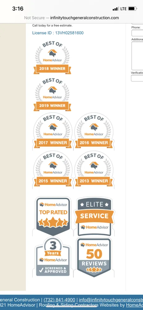 Slide of Infinity Touch General Construction