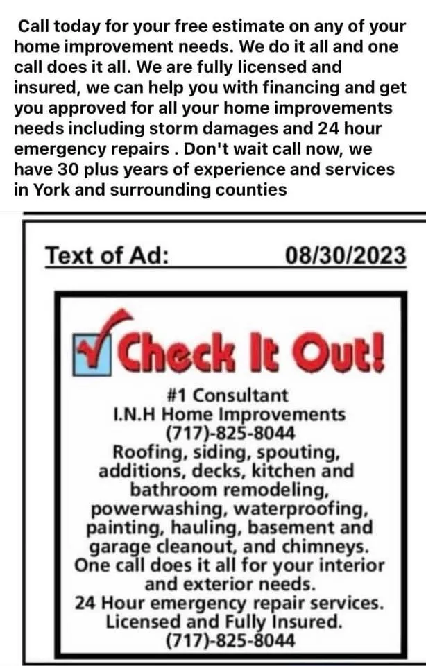 Slide of INH Home Improvements