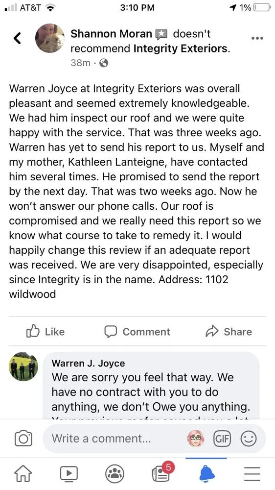 Slide of Integrity Exteriors