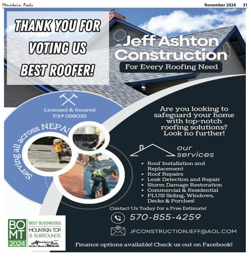 Trusted roof replacement after storm damage in Wilkes-Barre, PA by Jeff Ashton Construction