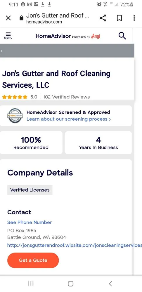 Slide of Jon's Gutter and Roof Cleaning