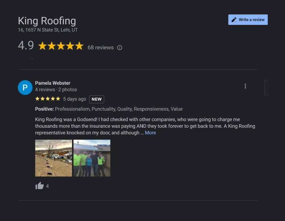 Slide of King Roofing