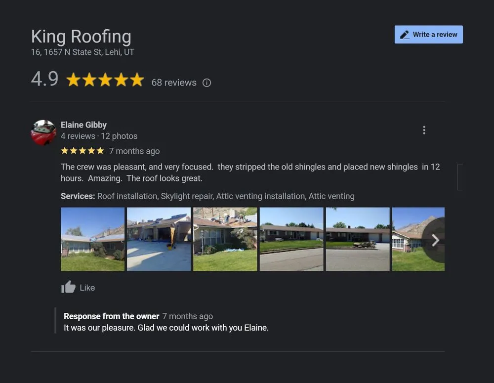 Slide of King Roofing