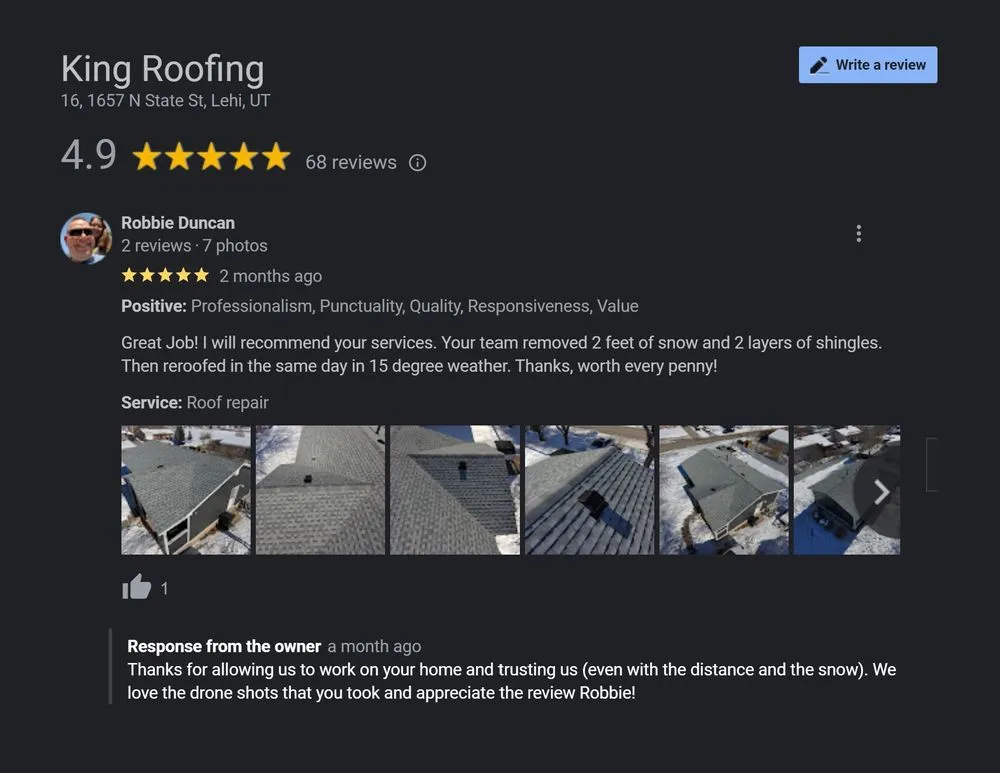 Slide of King Roofing