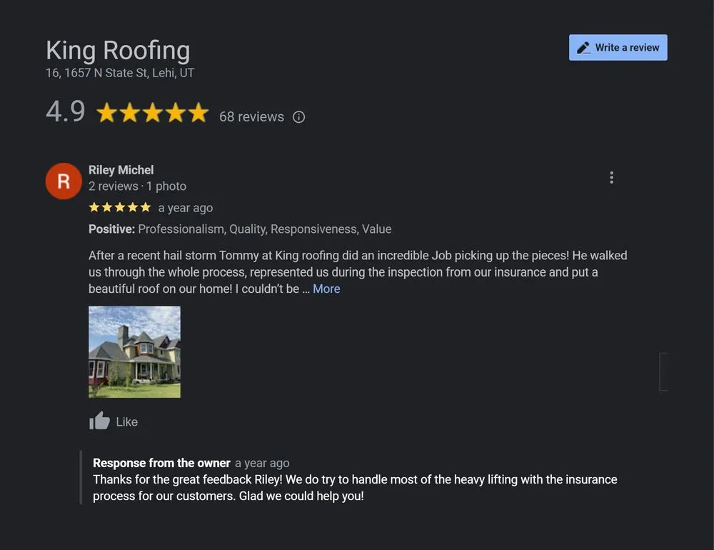 Slide of King Roofing
