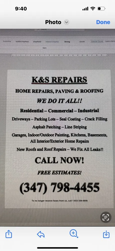 Slide of K&S Repairs