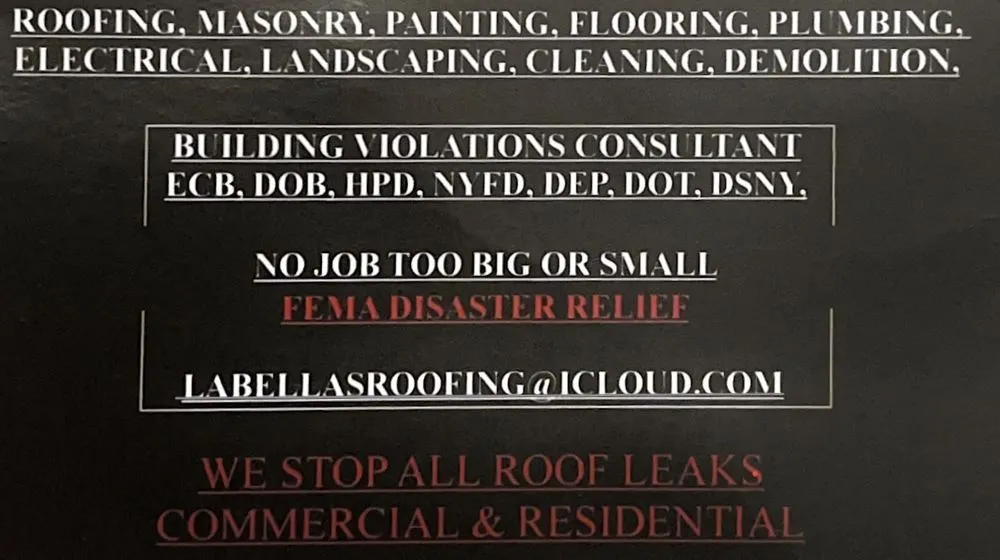 Slide of La-Bella's Roofing and Construction