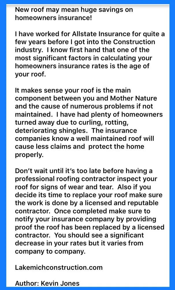 Slide of Lake Michigan Construction & Roofing