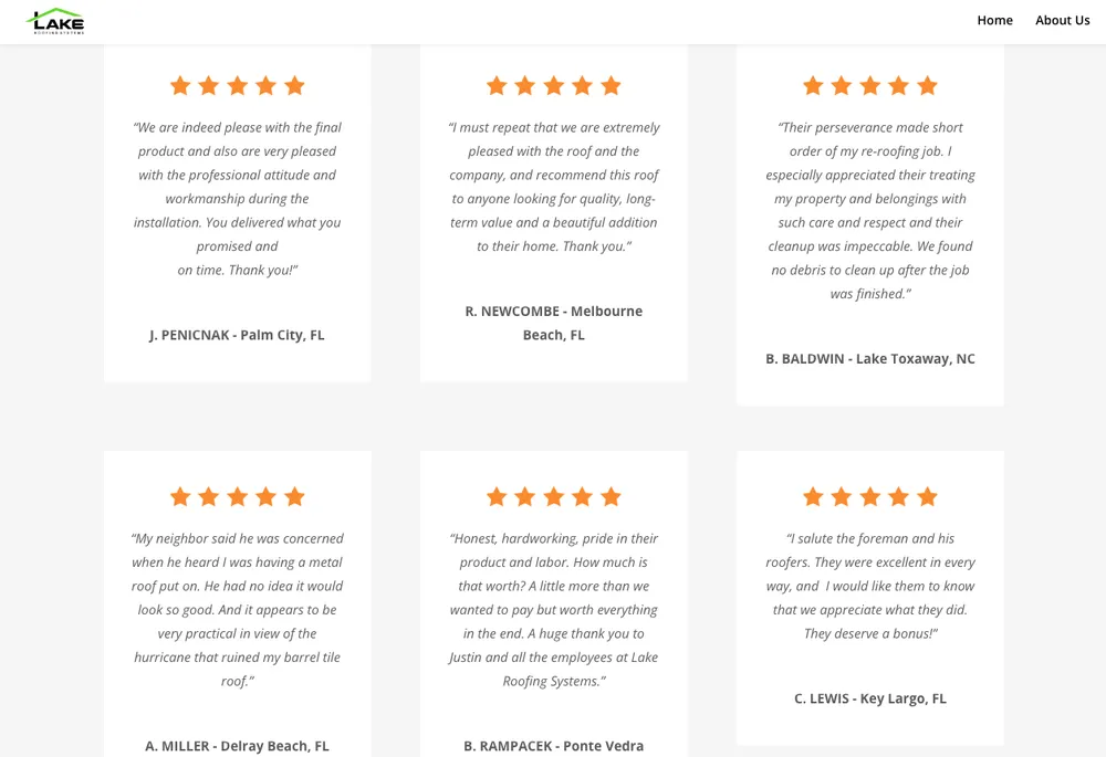 Slide of Lake Roofing Systems