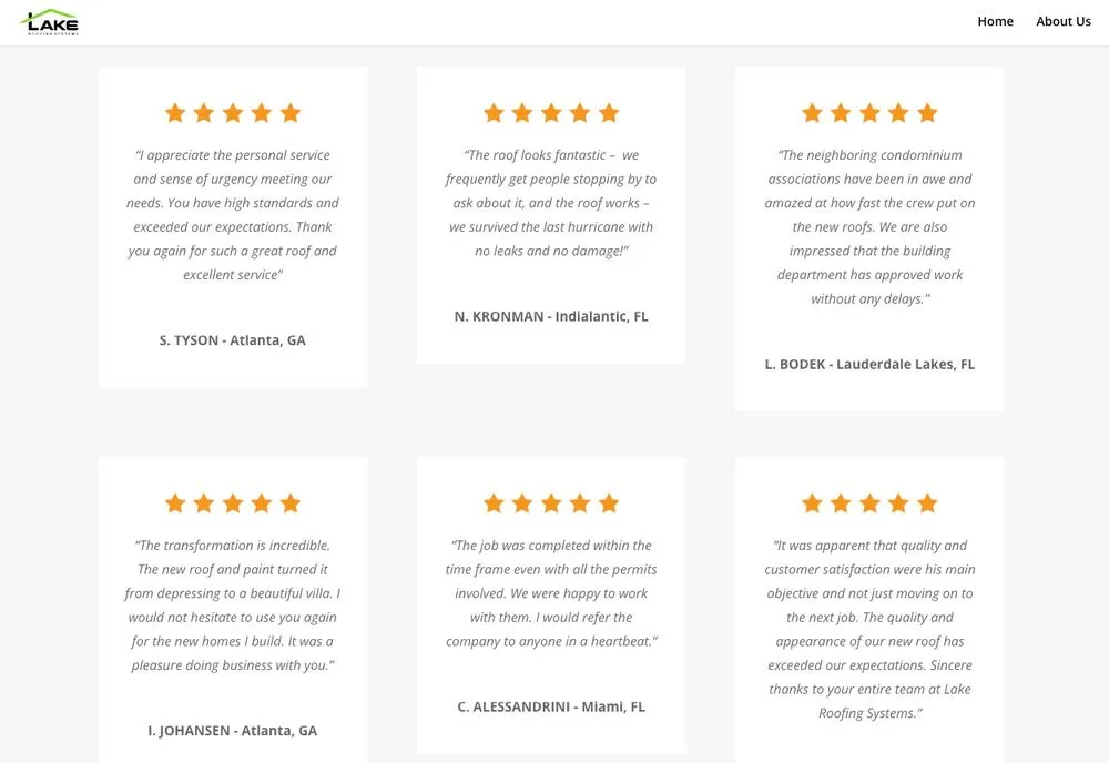 Slide of Lake Roofing Systems