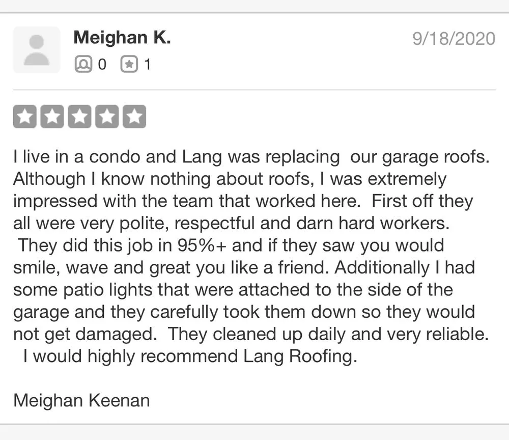 Slide of Lang Roofing