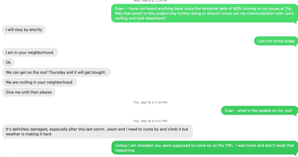 Slide of Lee's Roofing