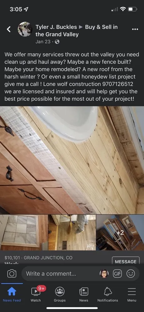 Slide of Lone Wolf Construction