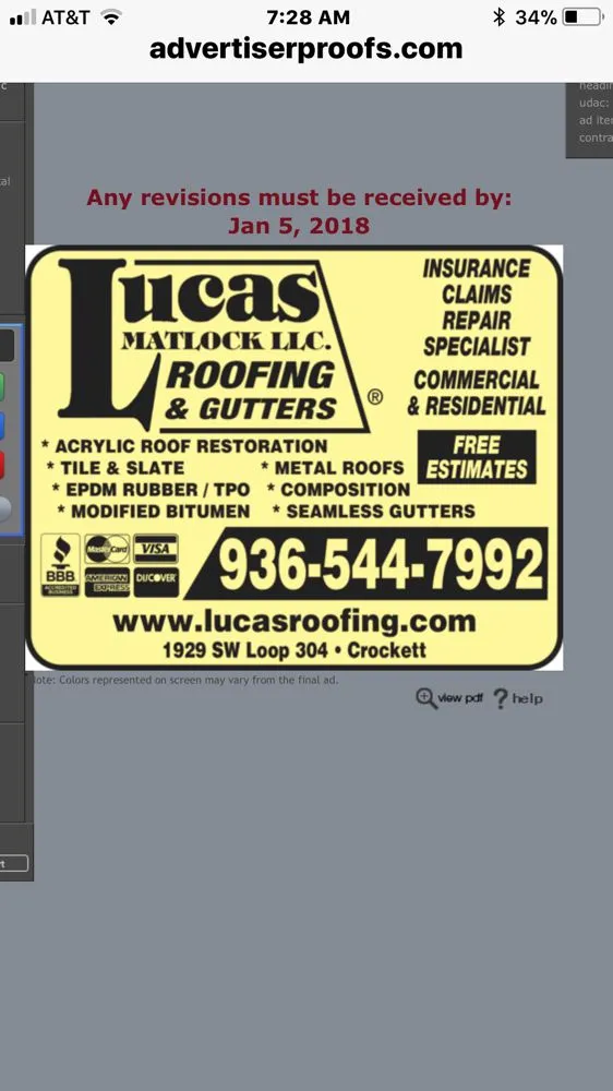 Slide of Lucas Roofing