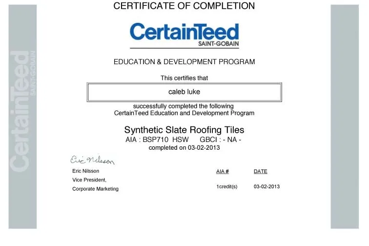 Slide of Luke Roofing