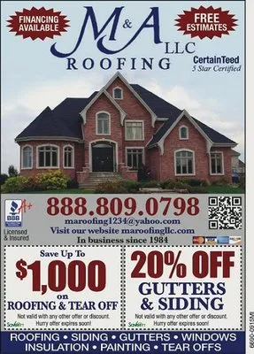 M&A Roofing Logo