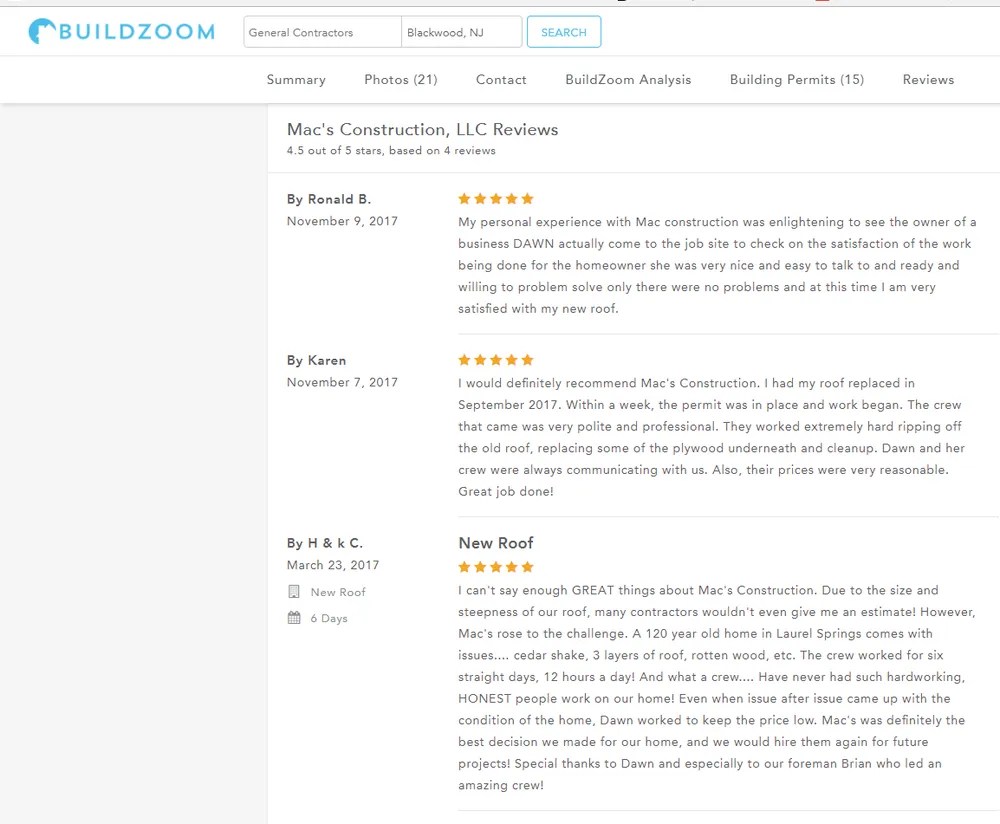 Slide of Mac's Construction