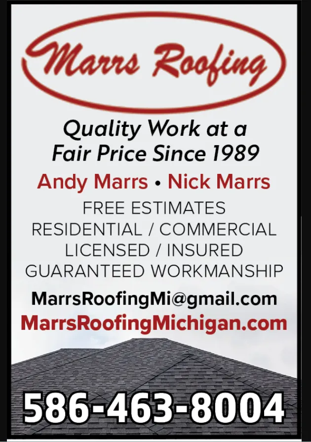 Emergency residential roofing service in Clinton Twp, MI by Marrs Roofing