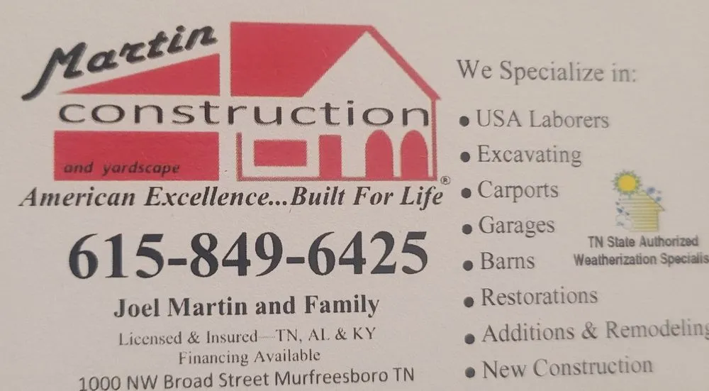 Slide of Martin Construction
