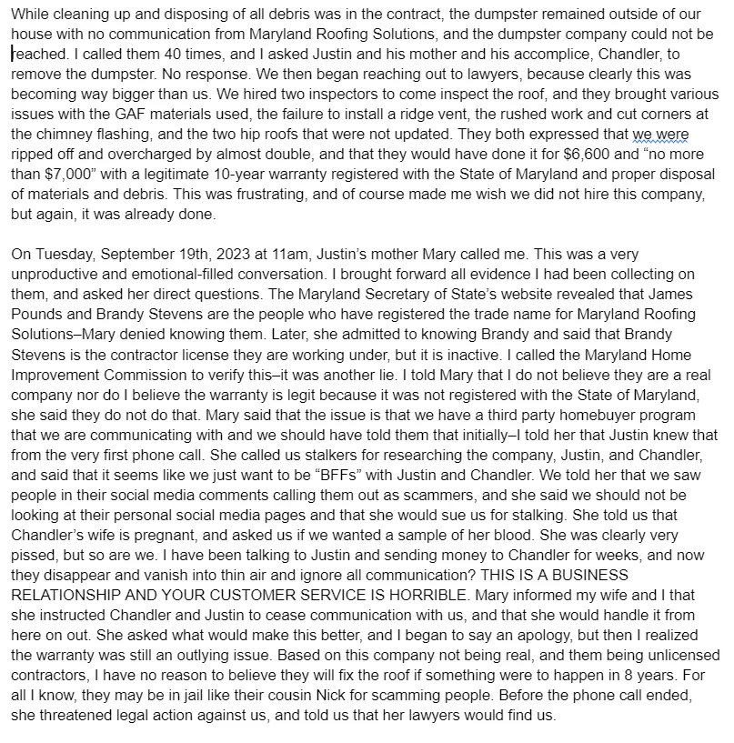 Slide of Maryland Roofing Solutions