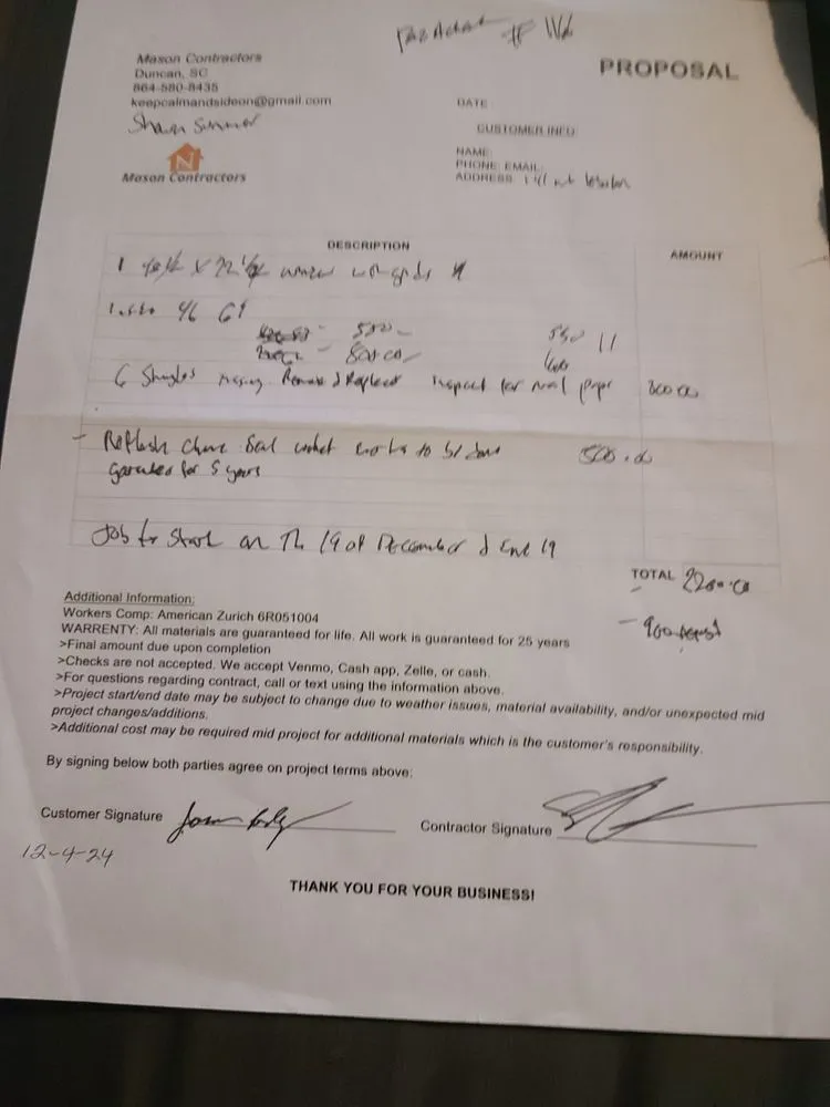 Slide of Mason Contracting