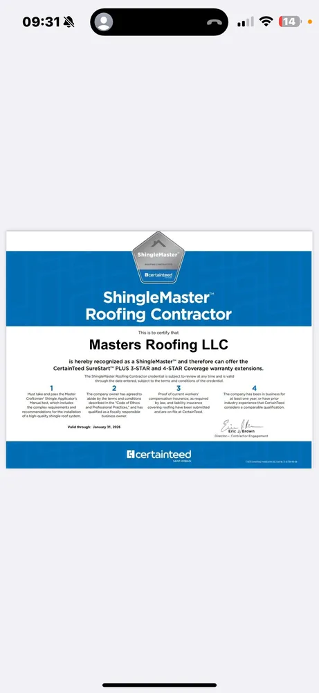 Slide of Masters Roofing
