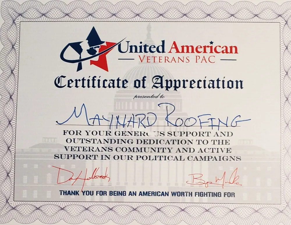 Slide of Maynard Roofing Company