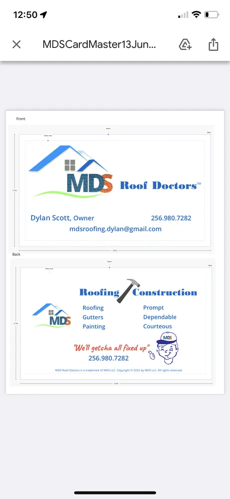 Slide of MDS Roof Doctors