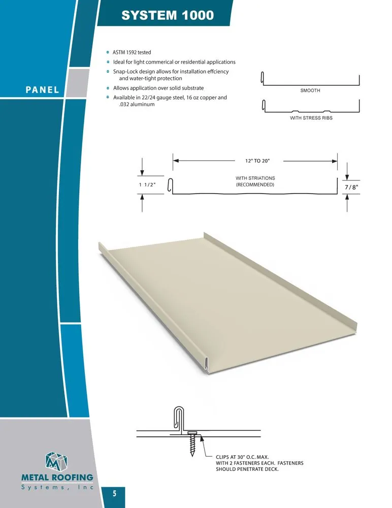 Slide of Metal Roofing Systems