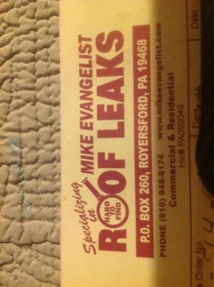 Slide of Mike Evangelist Roof Leaks